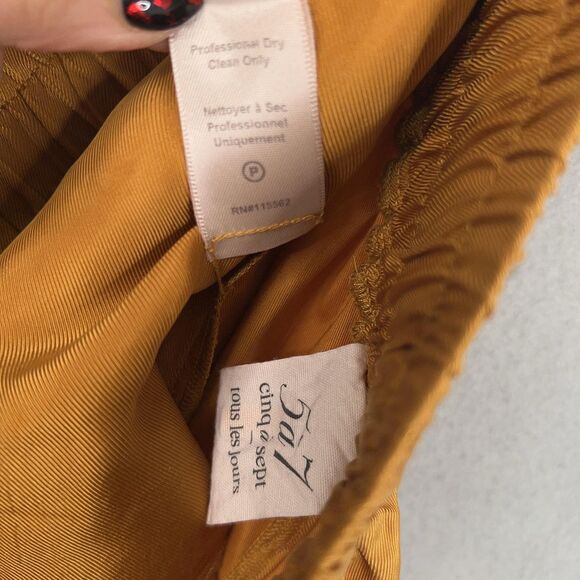 Cinq a Sept Pants Womens Medium Mustard Nuluu Bow Ruffle Tiered Cargo Wide Leg - Picture 6 of 16